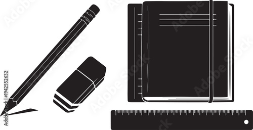 School supplies on a white background illustration set