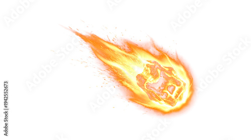 Принти на полотні Blazing meteor or asteroid with fiery trail isolated on transparent background,