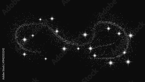 Silver glittering confetti wave and stardust