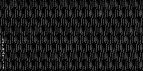 seamless cube grid metallic structure pattern square overlap gray gradient stripes wall and decoration maze textile paper triangle background.