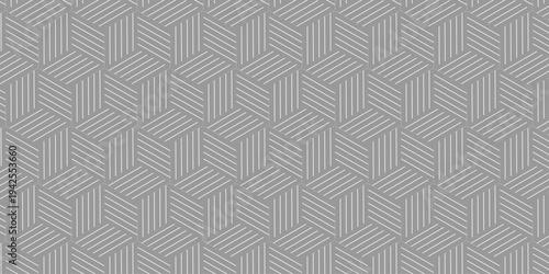 seamless cube grid metallic structure pattern square overlap gray gradient stripes wall and decoration maze textile paper triangle background.
