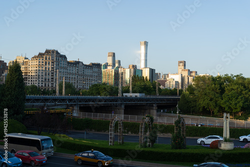 Beijing skyline with China Zun CITIC Tower at sunset