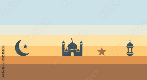 Islamic symbols and motifs in a minimalist design.