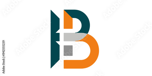 Free Download Modern Geometric Letter B Logo in Teal and Orange - GFXLoad