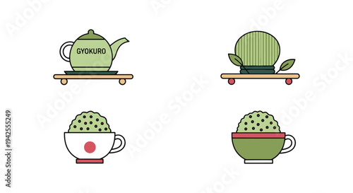 Gyokuro Line art vector set modern blended abstract color
