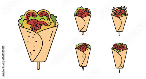 Gyro Line art vector set modern vibrant abstract color illustration