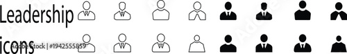 Leadership Icon set, Organization management, business people, teamwork, structure, hierarchy, leadership and more. strategy, marketing, business, planning, training, employee icons template designs.