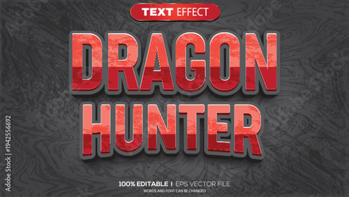 3d text effect dragon hunter theme