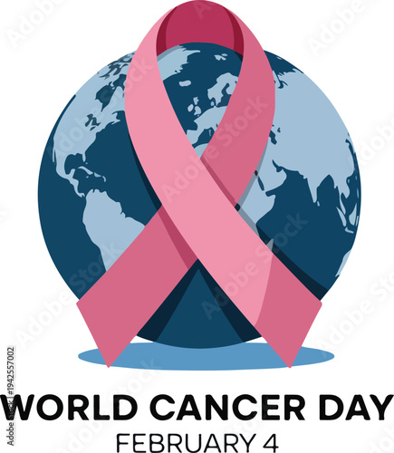 World Cancer Day Pink Ribbon Global Awareness Design