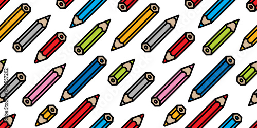 カラフルな鉛筆のシームレスパターン素材