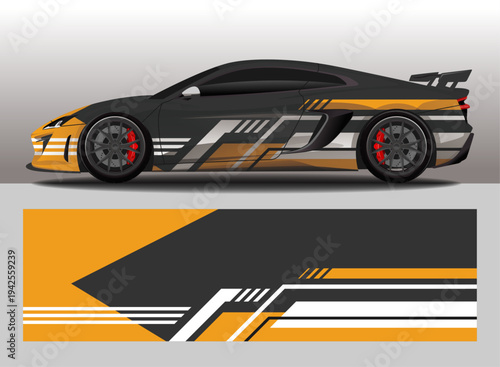 Car Decal livery Set with Dynamic Stripes and Abstract Shapes, editable vector