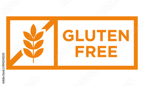 Gluten free certification label with wheat symbol