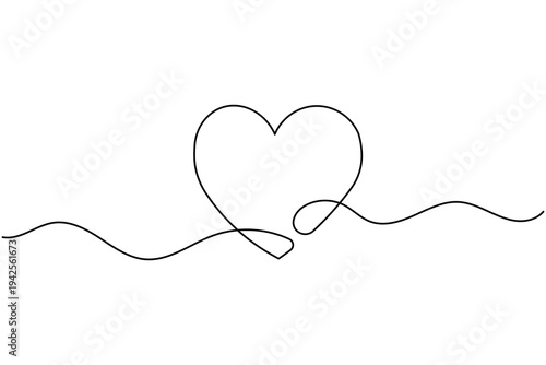 Love shape continuous one line drawing minimalist style isolate outline vector illustration