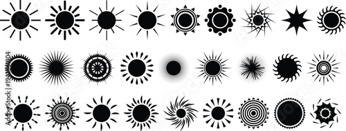 Tribal sun and moon symbol. Tattoo design. Star graphic geometric shape. Mystic black sun icon. Traditional ethnic art design element. Vector illustration isolated on white background.