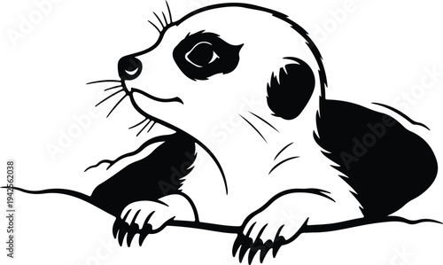 Silhouette cute panda bear resting on branch vector design