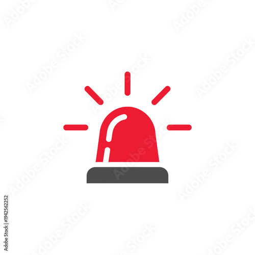 A simple flat design illustration of a bright red emergency siren
