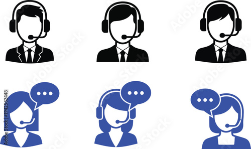 Customer service representatives and chat icons