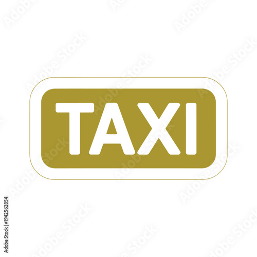 A simple rectangular yellow taxi sign with bold white lettering