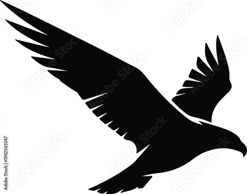 Silhouette of a flying bird in mid air vector design