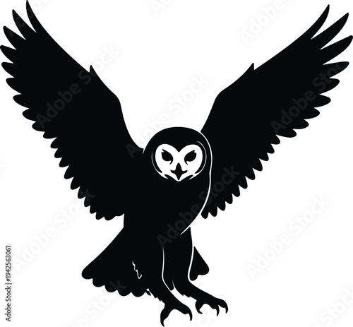 Silhouette of a Flying Owl with Outstretched Wings vector design