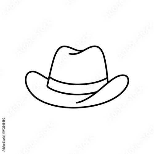 Cowboy hat western style line illustration - Classic ranch headwear with curved brim and band inspired by country rodeo fashion