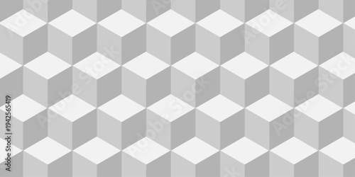 Abstract square gradient white and gray isometric diamond cubic square shape structure texture. cube geometric wall and floor. vector diamond hexagon triangle wallpaper background.