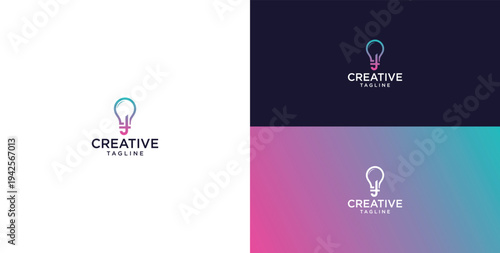 smart bulb logo icon. bulb logo technology. initial logo design J