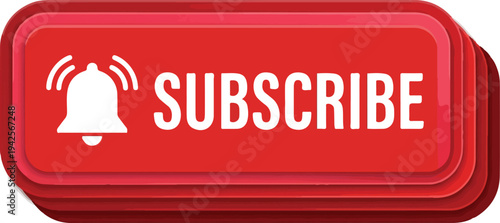 Subscribe button with bell icon, a call to action for engagement and notification isolated white 