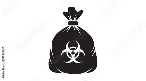 Black Biohazard Trash Bag Icon Isolated on White Background Waste Disposal Symbol