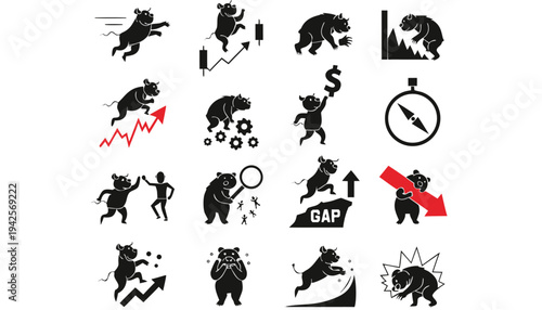 vector illustration of a set of fire flames in simple black silhouette icon style