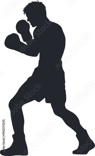 Boxer Silhouette Fighting Stance
