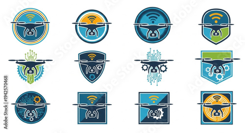 Collection of Drone Logos for Technology and Innovation.