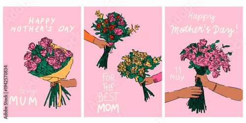 Happy Mothers Day Floral Bouquet Card Collection