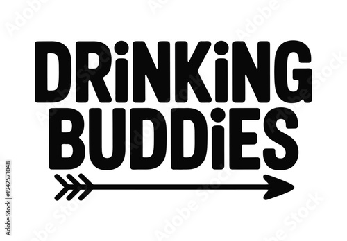 A playful logo featuring the phrase 'Drinking Buddies' with a stylized arrow pointing to the right on a white background.