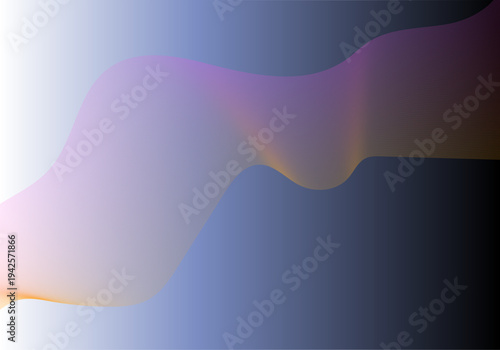 Abstract Pastel Gradient Wave Background with Transparent Fluid Ribbon Shape in Blue, Lavender and Gold Minimal Futuristic Digital Illustration