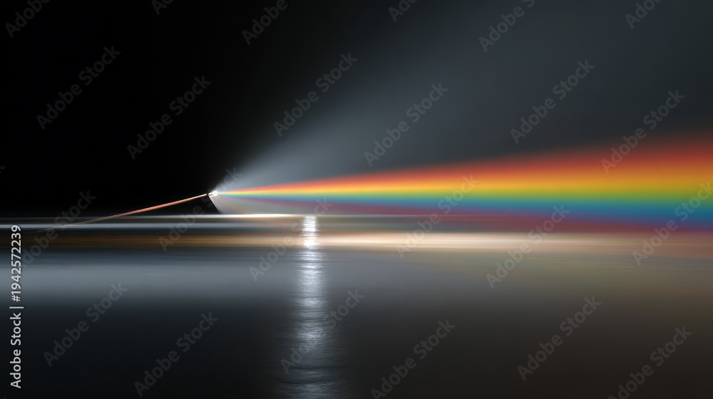 Fototapeta premium Abstract Digital Simulation of Light Refraction Through a Prism Creating a Vibrant Rainbow Spectrum