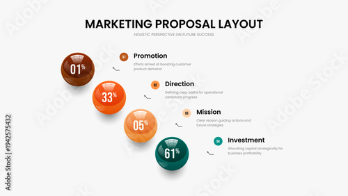 Simple Insight Frame Template Vector Illustration. Colorful Report Four Element Infographic Presentation Design. Elegant Growth 4 Option Graph Slideshow Layout.