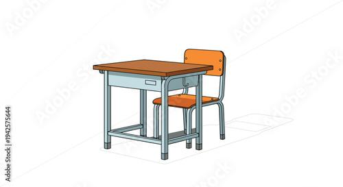 Wooden School Desk and Chair Set, Modern Classroom Furniture Design
