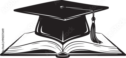 Graduation Cap and Open Book Illustration