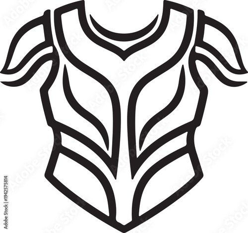Fantasy Warrior Armor Icon Black and White Chest Plate Symbol