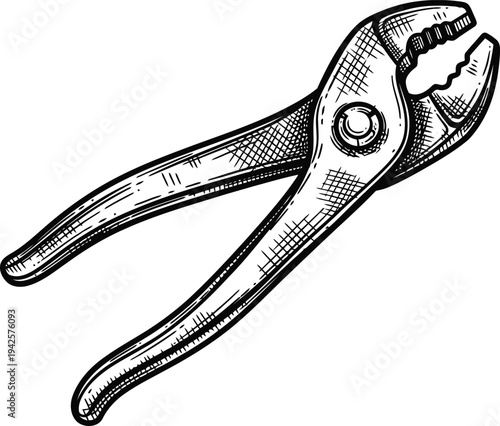 Adjustable Pliers Tool Vector Illustration Handyman Equipment Detail