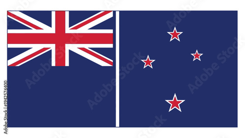 The flag of New Zealand with a Union Jack and four red stars on a blue background.