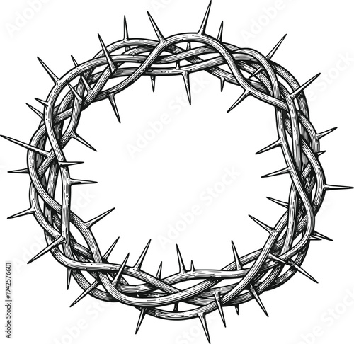 Crown of Thorns Vector Illustration for Religious Symbolism
