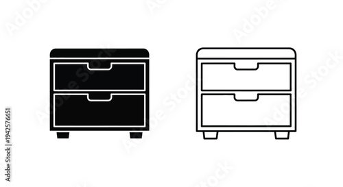 Two bedside tables a filled silhouette and a line drawing