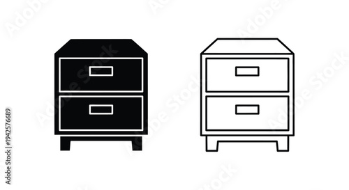 Two bedside tables one black one white in a minimalist style