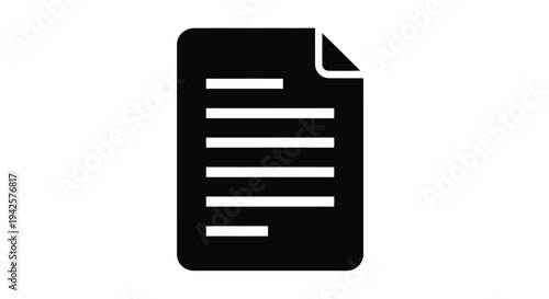 Simple black silhouette of a document with multiple lines of text