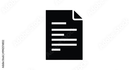 Simple black silhouette of a document with horizontal lines representing text