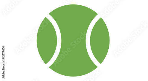 A simple illustration of a green tennis ball with curved white lines