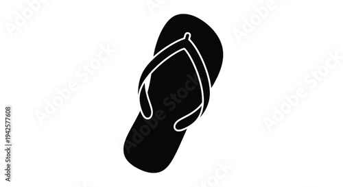 Simple black silhouette of a single flip flop on a white background