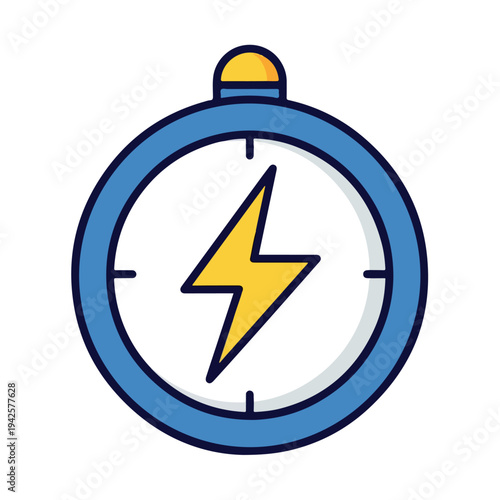 Vibrant stopwatch icon with lightning bolt symbolizing speed and efficiency